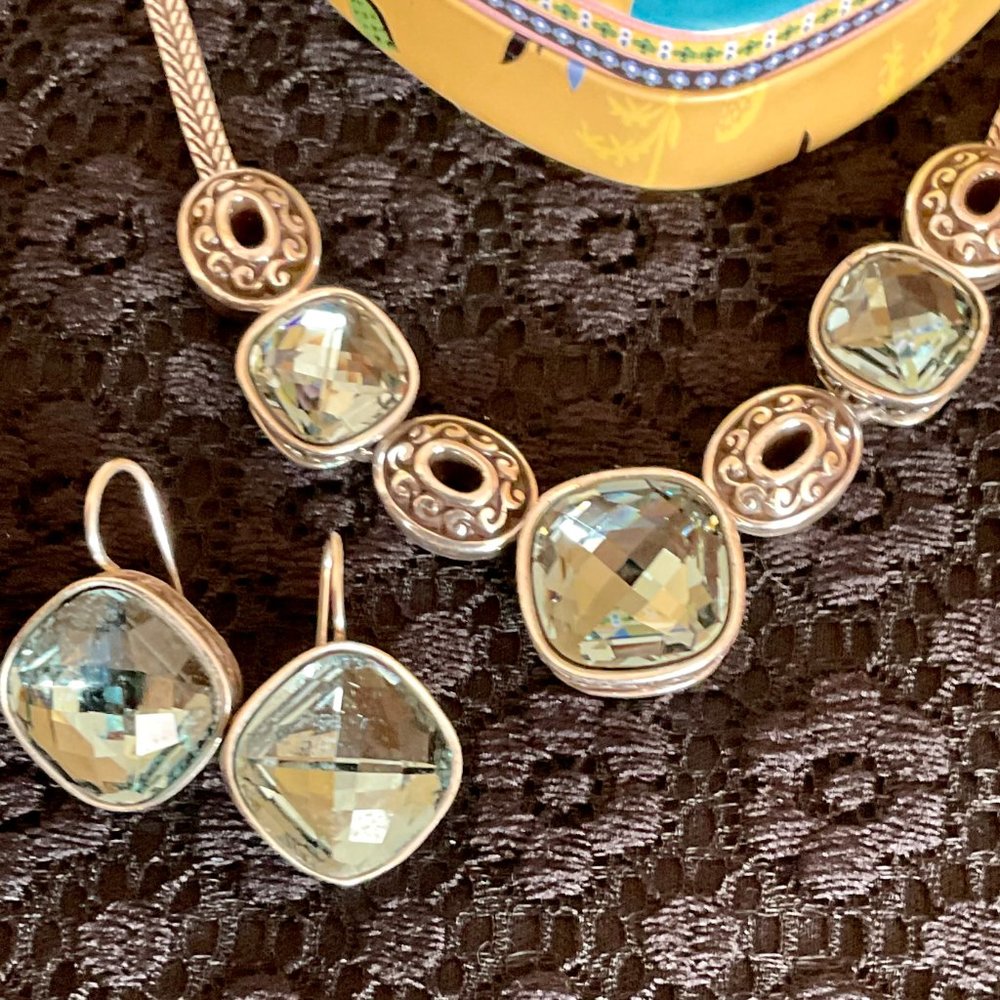 Brighton Aqua Venus Rising Necklace and Earring set.